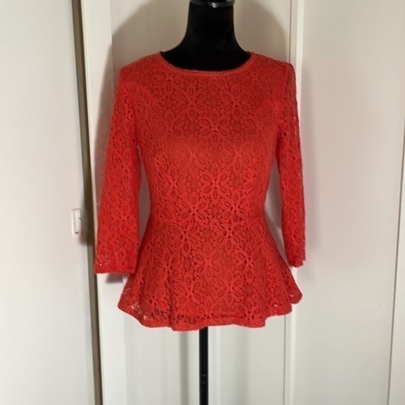 Moulinette Souers Anthropologie lace side zip peplum top size 2 - Picture 2 of 15